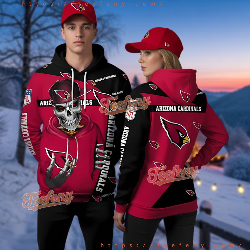 Halloween Arizona Cardinals Skeleton Hip Hop 3D Zip Hoodie