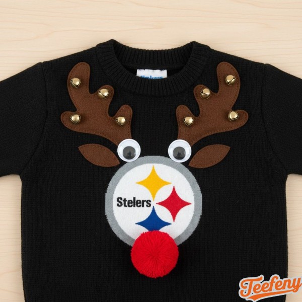 Kids Pittsburgh Steelers Holiday Sweater With Safe Embellishments