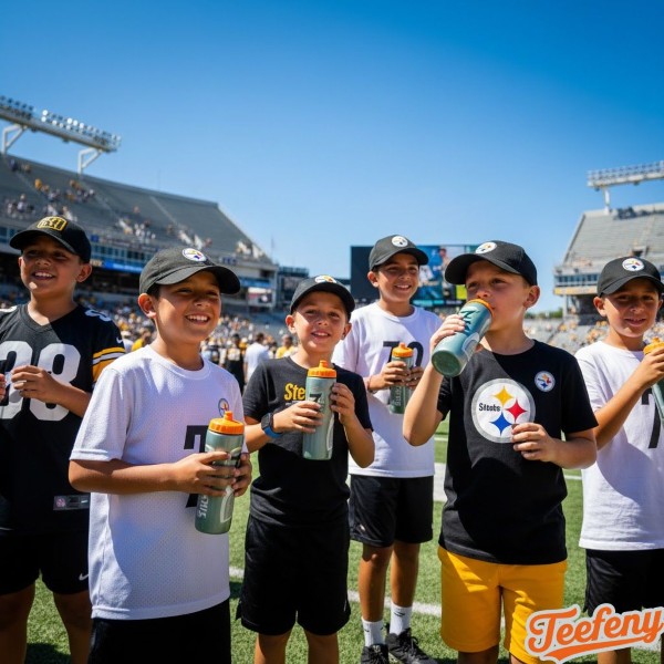 Kids Wearing Lightweight Steelers Outfits In Warm Weather