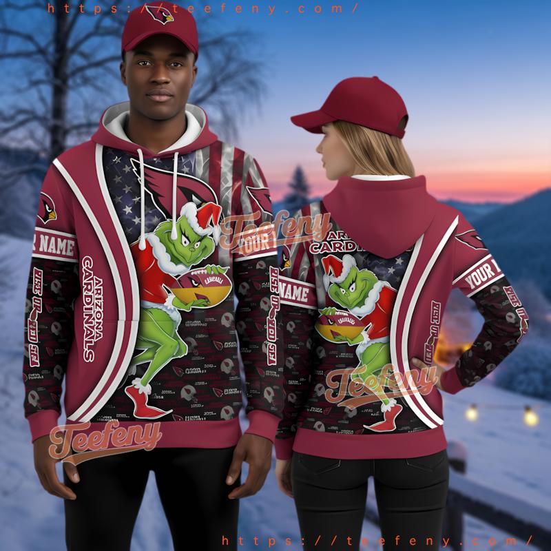 Personalized Arizona Cardinals Christmas Grinch 3D Hoodie Men