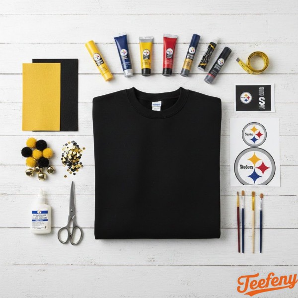 Pittsburgh Steelers Christmas Sweater DIY Materials Layout