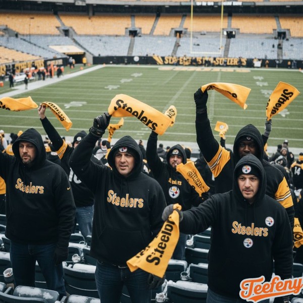 Pittsburgh Steelers Fan Wearing Hoodie At Cold Stadium