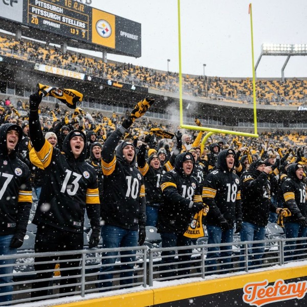 Pittsburgh Steelers Fans Wearing Long Sleeve Shirts At Winter Stadium Game
