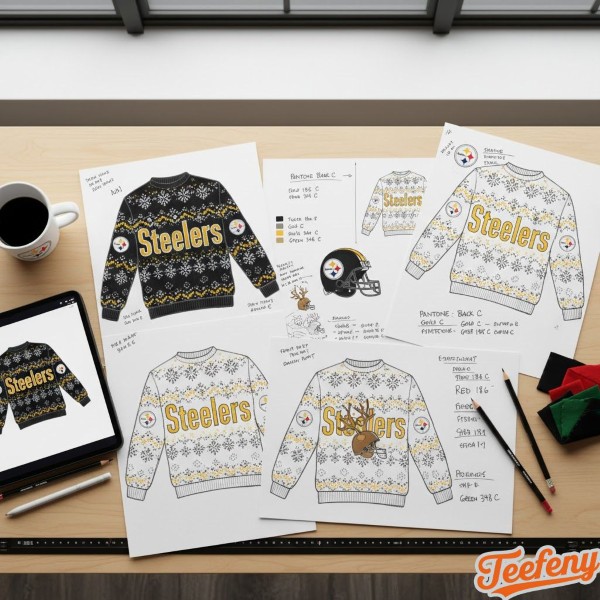 Steelers Christmas Sweater Design Sketches Process