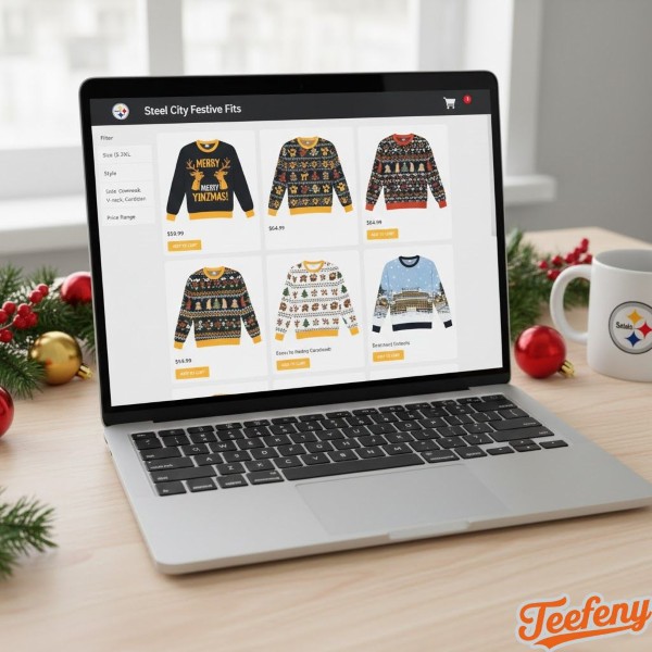 Steelers Festive Sweater Online Shopping Display