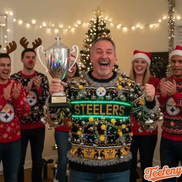 Steelers Ugly Sweater Contest Winner Display