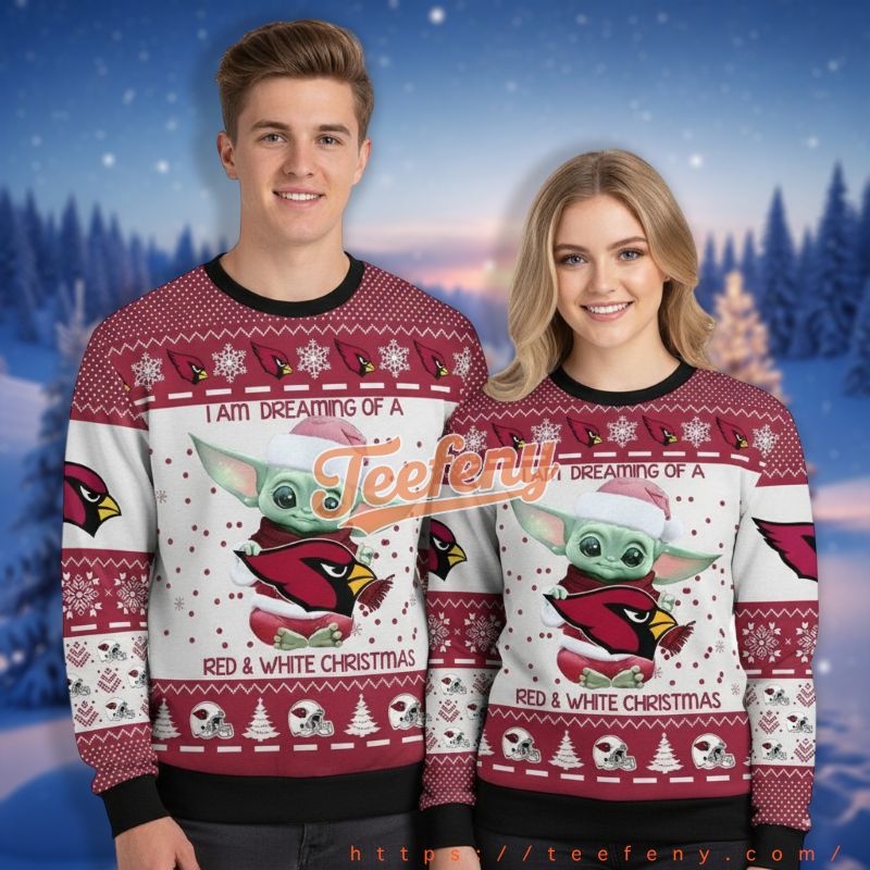 Arizona Cardinals Baby Yoda Fan Red Big And Tall Christmas Ugly Sweater