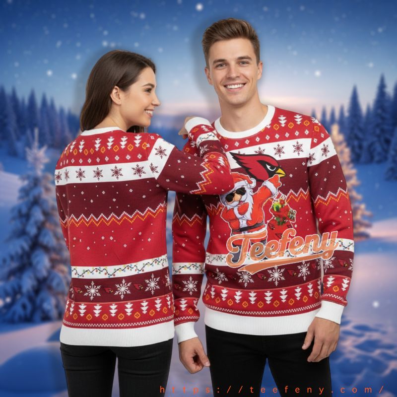 Arizona Cardinals Dabbing Santa Claus Red Christmas Party Ugly Sweater