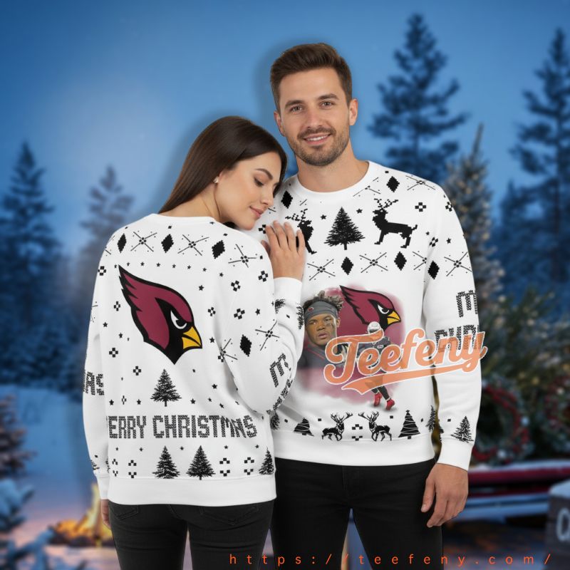Arizona Cardinals Kyler Murray Player White Christmas Party Ugly Sweater
