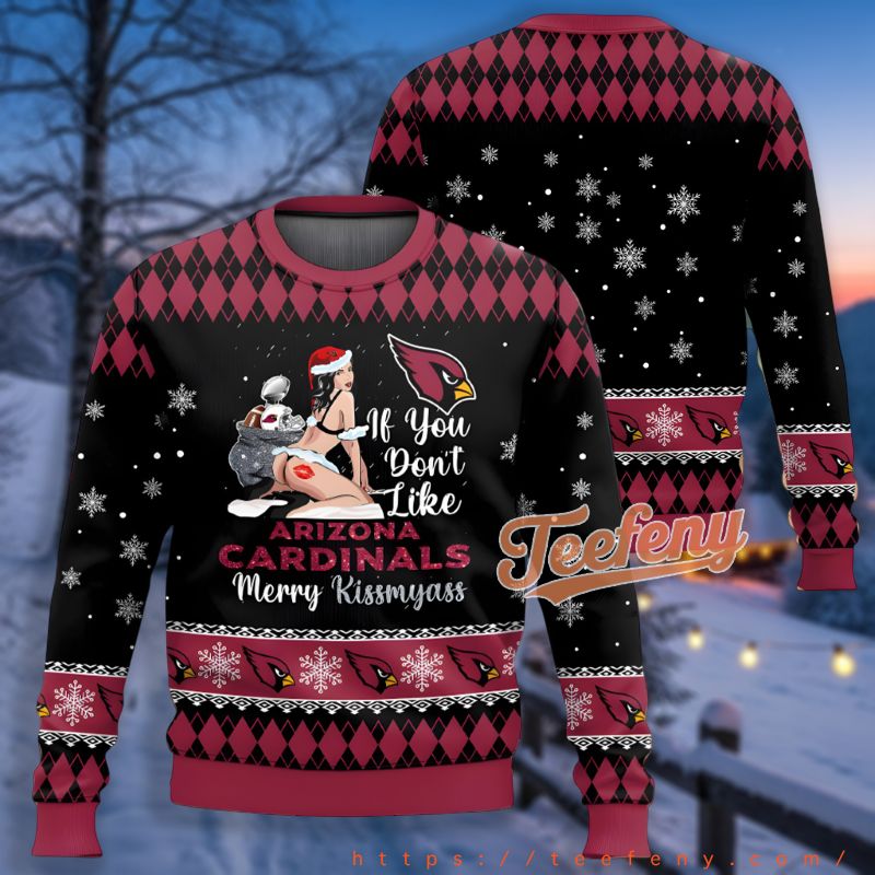 Arizona Cardinals Mickey Mouse Heart Black Funny Holiday Ugly Sweater