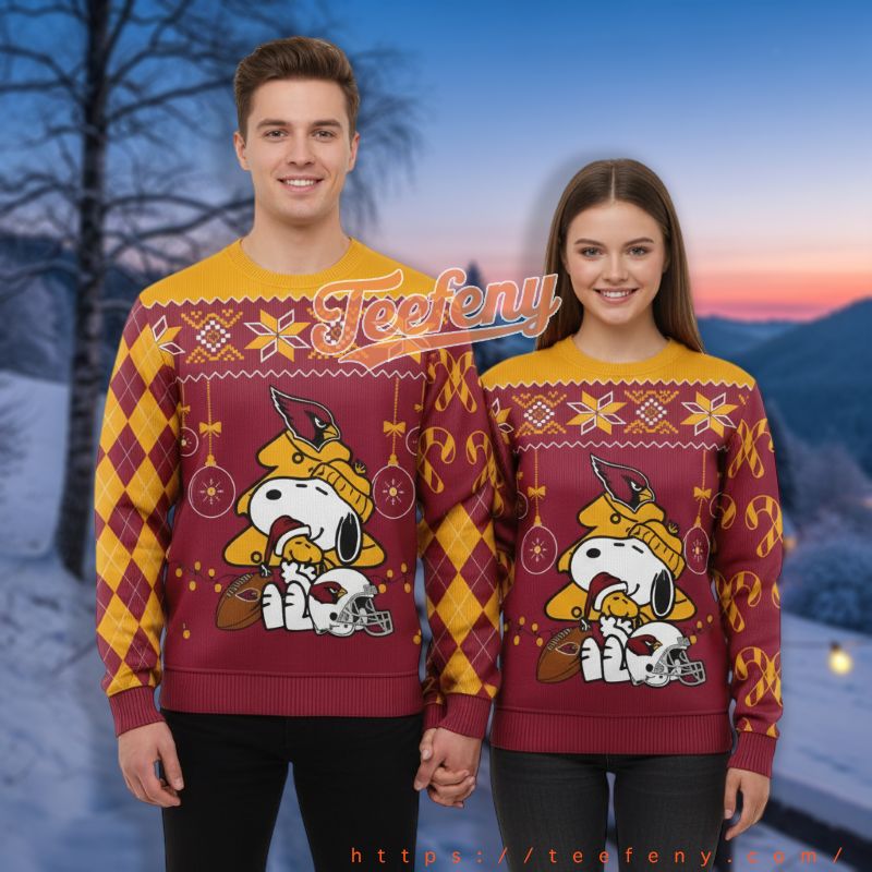 Arizona Cardinals Peanuts Snoopy Fan Red Family Christmas Ugly Sweater