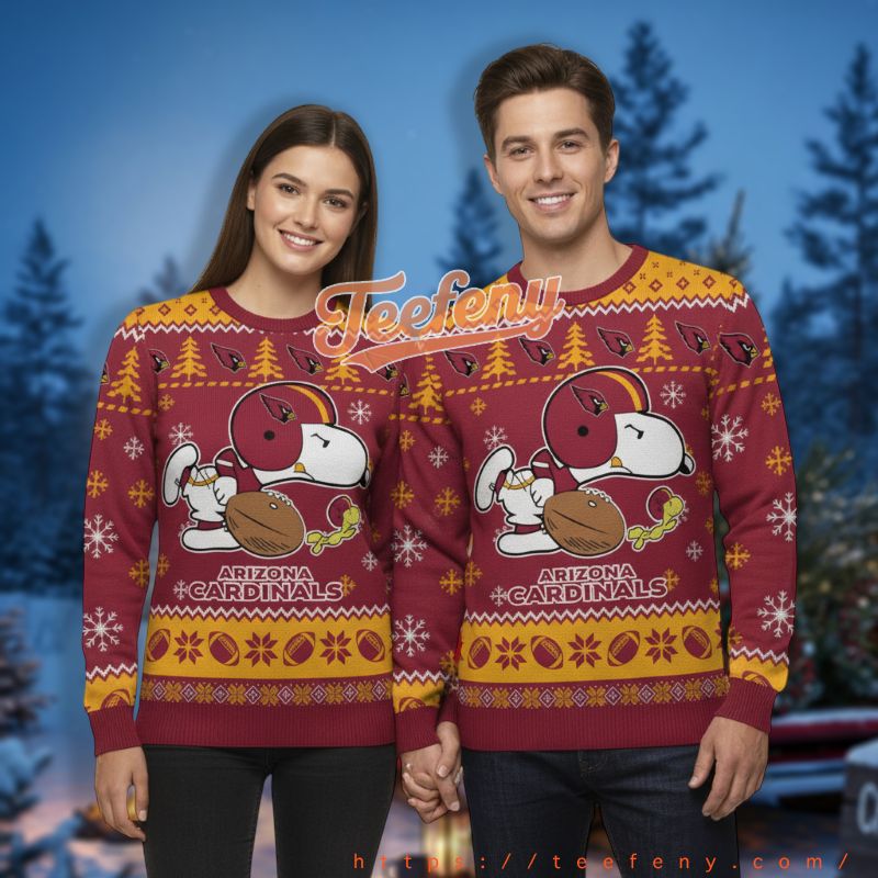 Arizona Cardinals Peanuts Snoopy Player Red Xmas Party Ugly Sweater