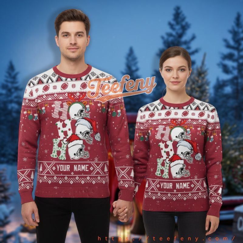 Arizona Cardinals Personalized Hohoho Red Cool Holiday Ugly Sweater