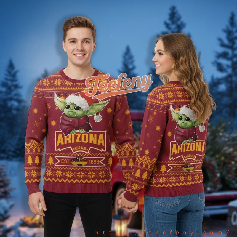 Arizona Cardinals Stars War Baby Yoda Red Funny Holiday Ugly Sweater