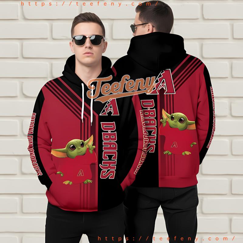 Arizona Diamondbacks Baby Yoda 3D Pullover Hoodie Red