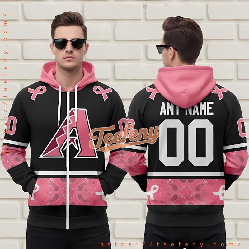 Arizona Diamondbacks Breast Cancer 3D Zip Up Hoodie Pink