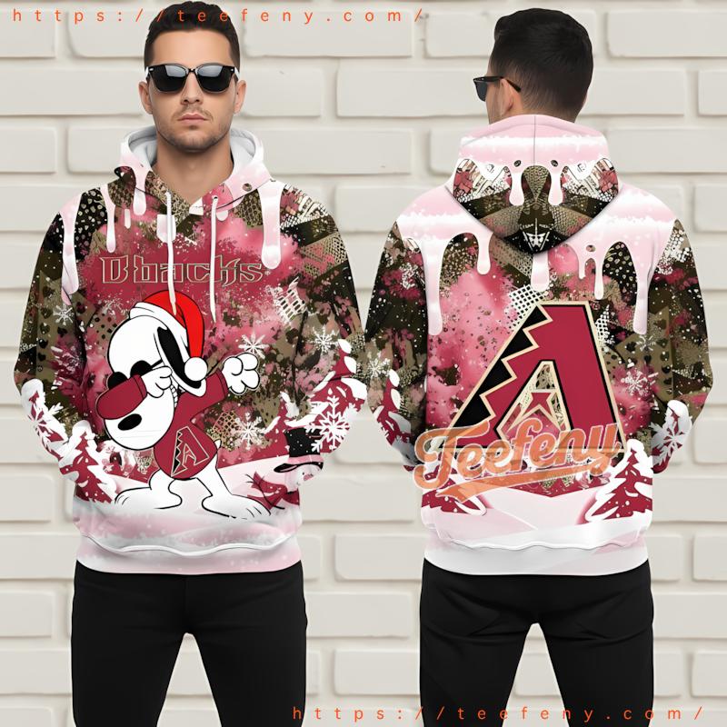 Arizona Diamondbacks Dabbing Snoopy Christmas 3D Zip Up Hoodie Arizona Diamondbacks Dabbing Snoopy Christmas 3D Zip Up Hoodie