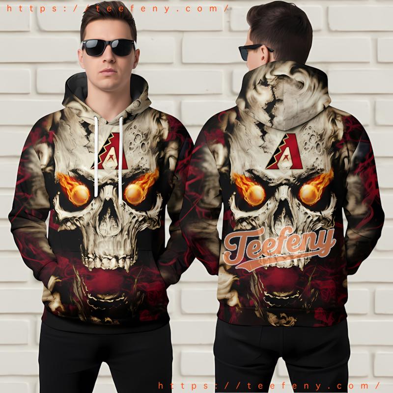 Arizona Diamondbacks Fire Skull 3D Zip Up Hoodie Red Arizona Diamondbacks Fire Skull 3D Zip Up Hoodie Red