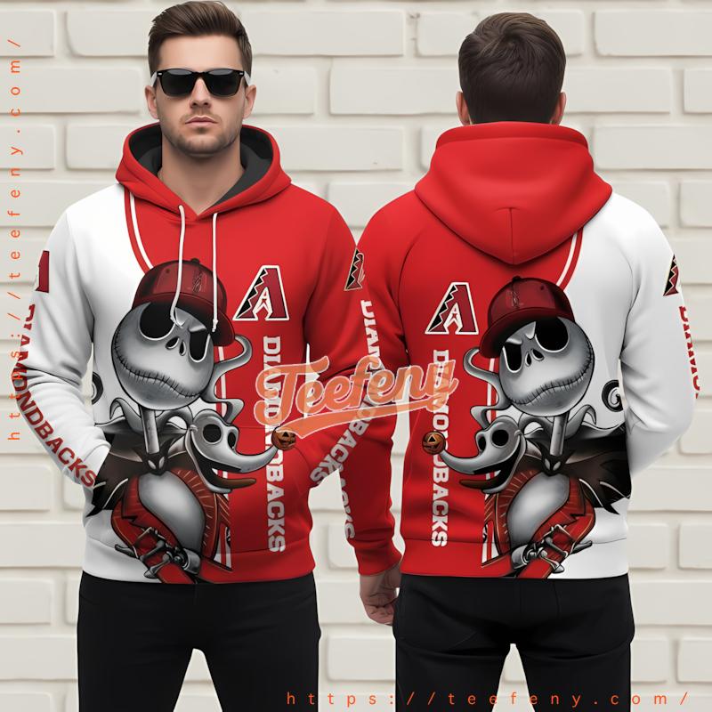 Arizona Diamondbacks Jack Skellington 3D Pullover Hoodie Red Arizona Diamondbacks Jack Skellington 3D Pullover Hoodie Red