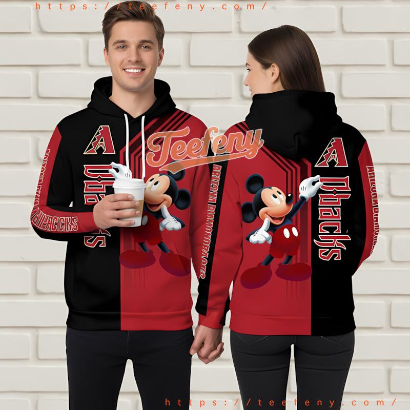 Arizona Diamondbacks Mickey Mouse 3D Printed Hoodie Red Arizona Diamondbacks Mickey Mouse 3D Printed Hoodie Red
