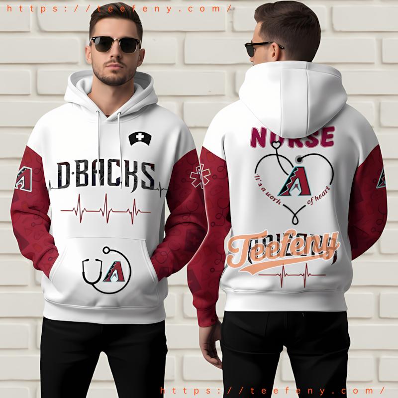 Arizona Diamondbacks Nurse 3D Zip Up Hoodie White Arizona Diamondbacks Nurse 3D Zip Up Hoodie White