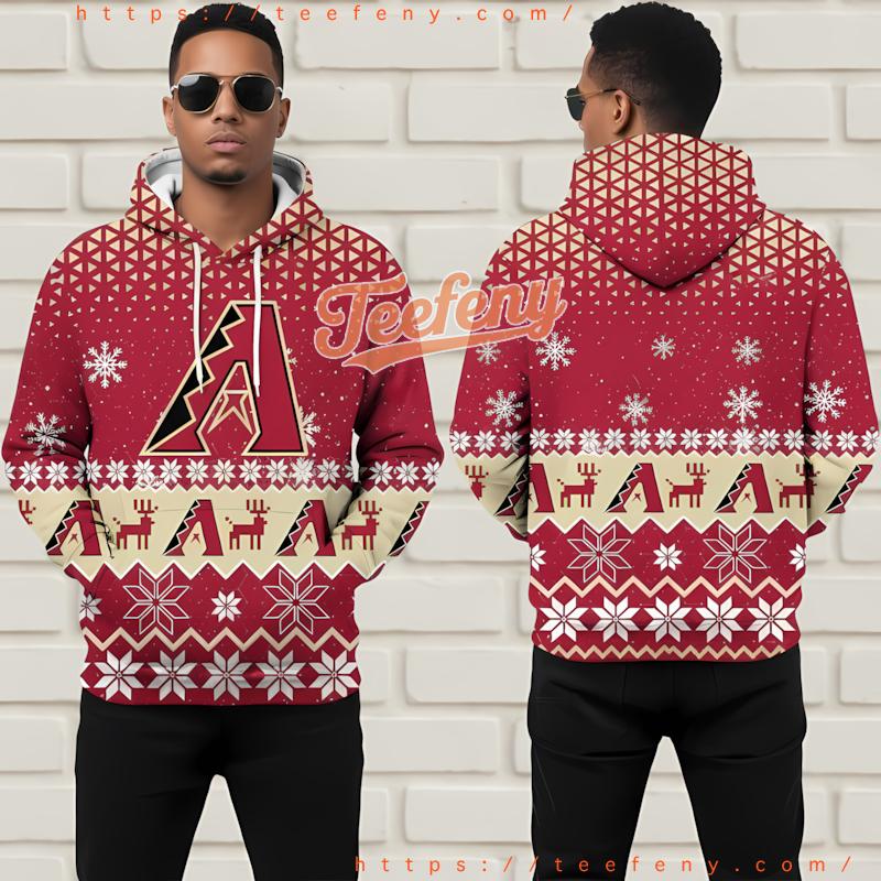 Arizona Diamondbacks Reindeer Ugly 3D Zip Up Hoodie Red Arizona Diamondbacks Reindeer Ugly 3D Zip Up Hoodie Red
