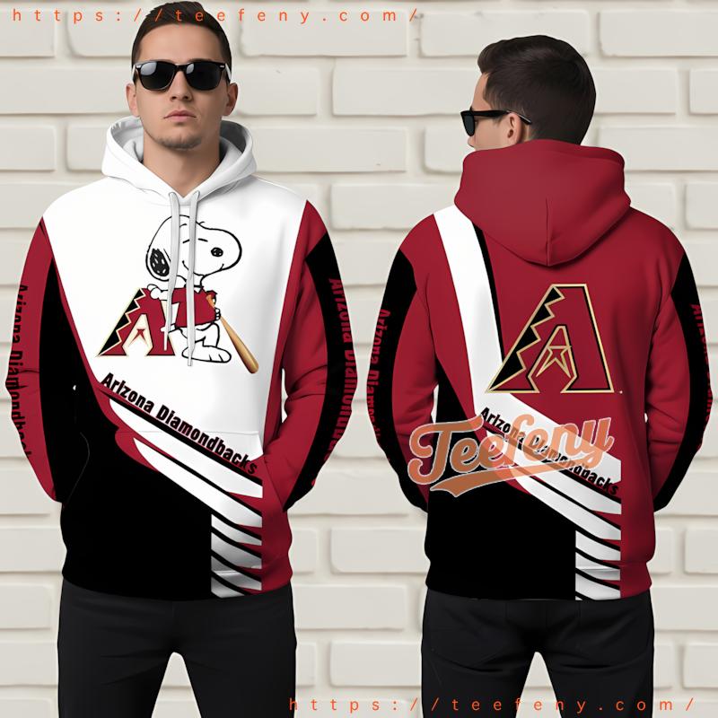 Arizona Diamondbacks Snoopy 3D Printed Hoodie Red Arizona Diamondbacks Snoopy 3D Printed Hoodie Red