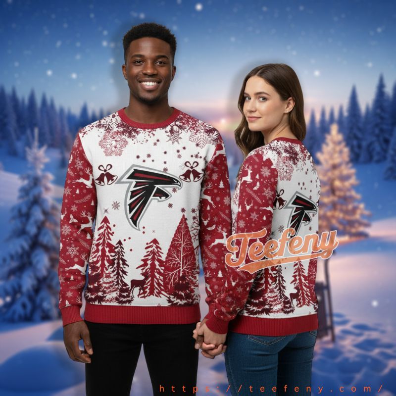 Atlanta Falcons Forest Christmas Red Holiday Ugly Sweater