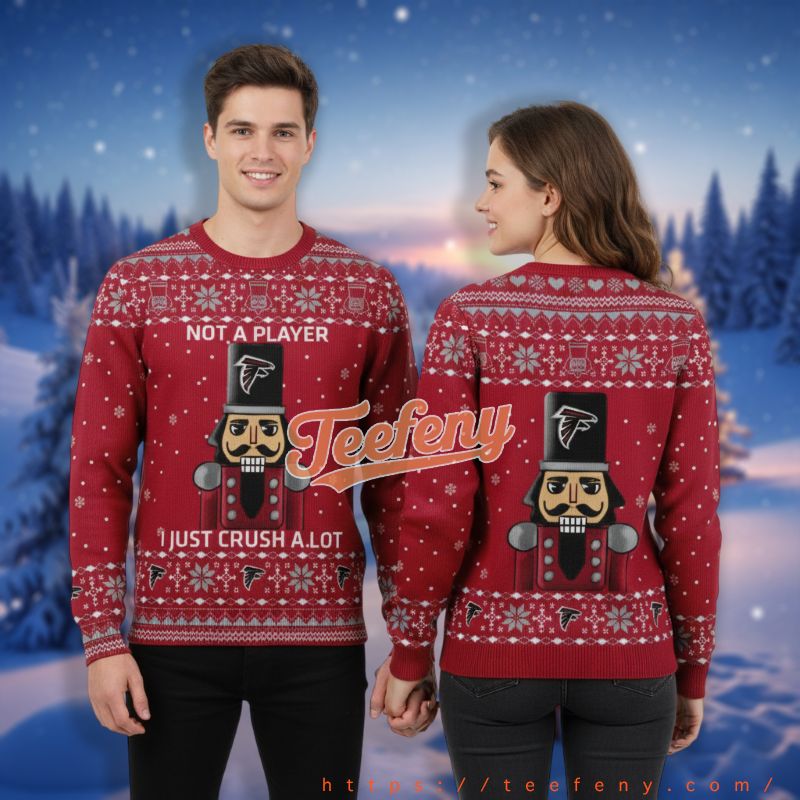 Atlanta Falcons Nutcracker I Am Not A Player Red Couples Ugly Sweater