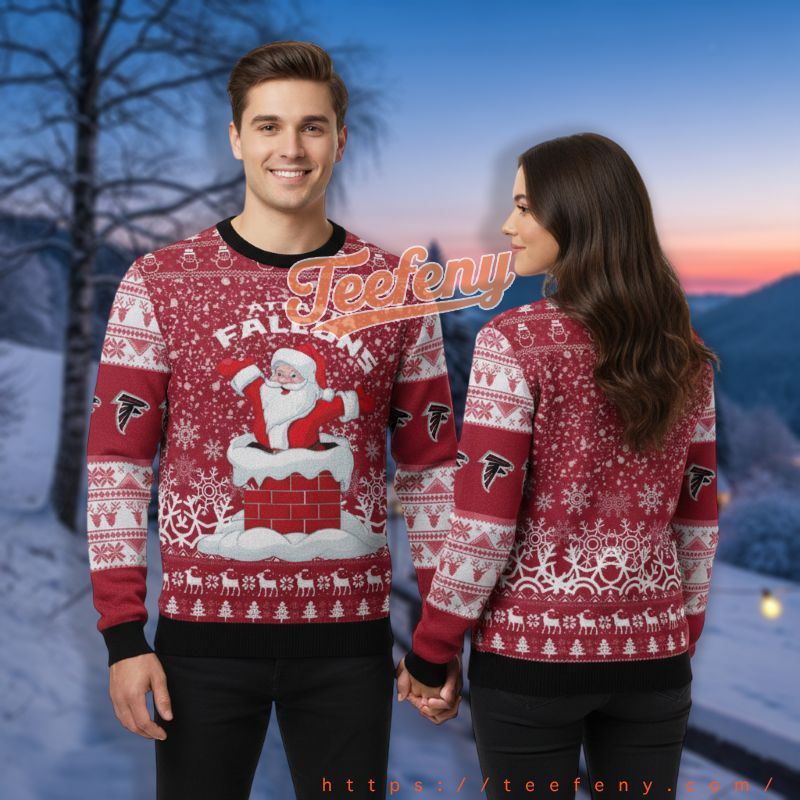 Atlanta Falcons Santa Claus Chimney Red Holiday Ugly Sweater