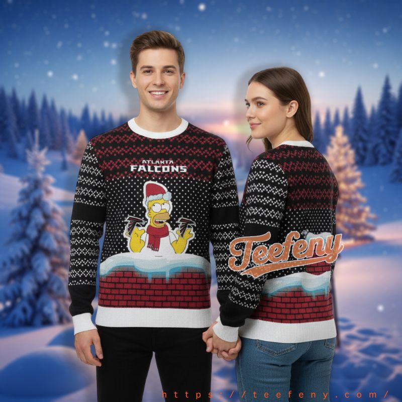 Atlanta Falcons Simpson Family Black Cute Xmas Ugly Sweater