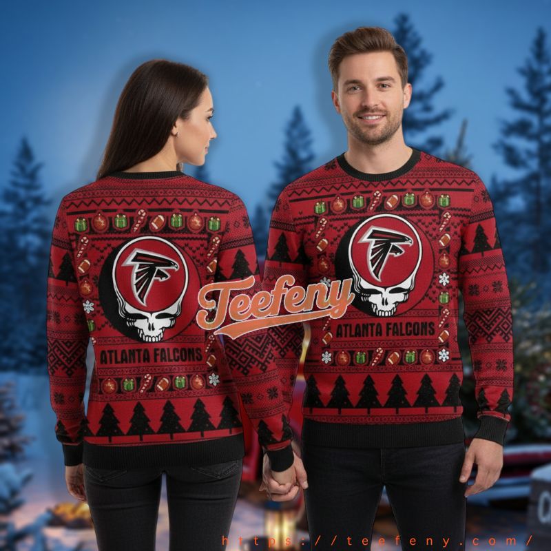 Atlanta Falcons Skull Red Womens Holiday Ugly Sweater