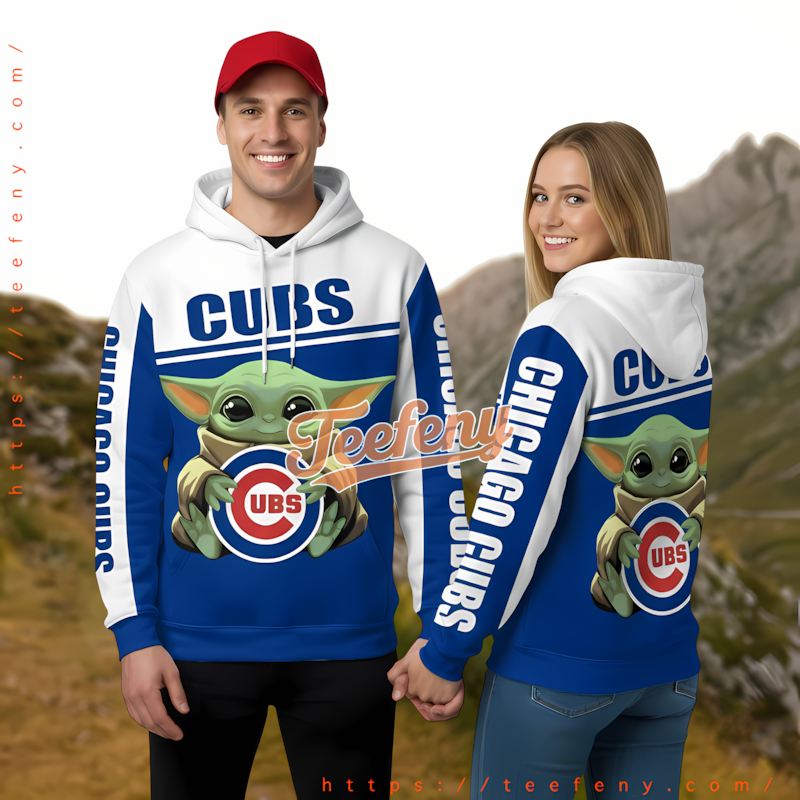 Baby Yoda Chicago Cubs 3D Hoodie Blue Pullover Baby Yoda Chicago Cubs 3D Hoodie Blue Pullover