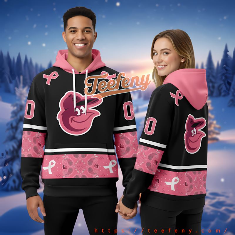 Baltimore Orioles Breast Cancer Awareness Pink 3D Hoodie Jacket