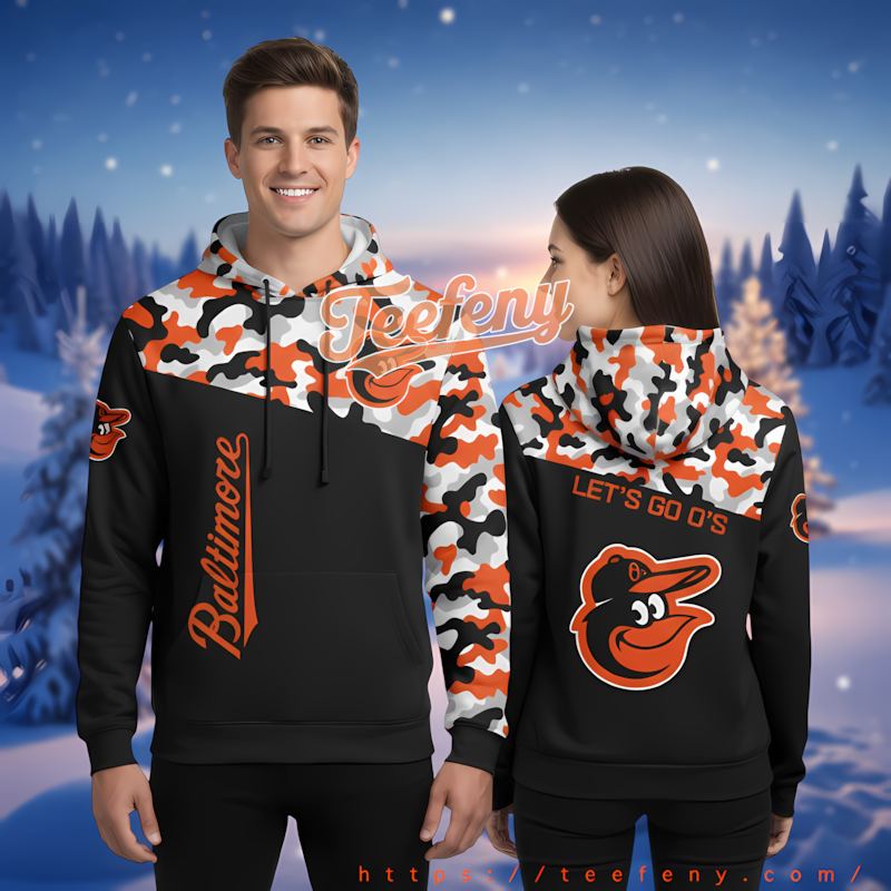 Baltimore Orioles Camo Black 3D Unisex Hoodies