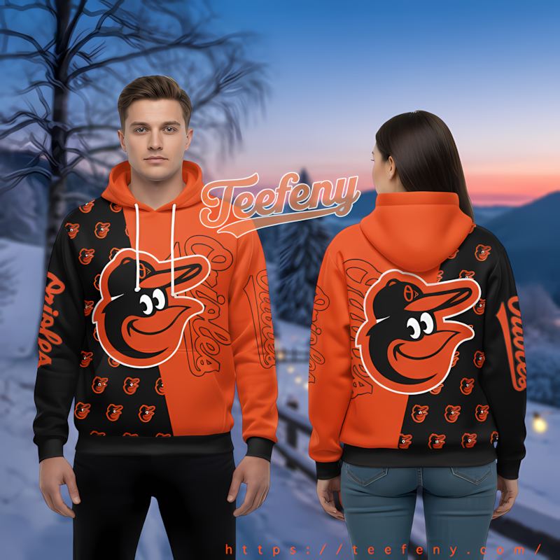Baltimore Orioles Classic Black 3D Puff Print Hoodie