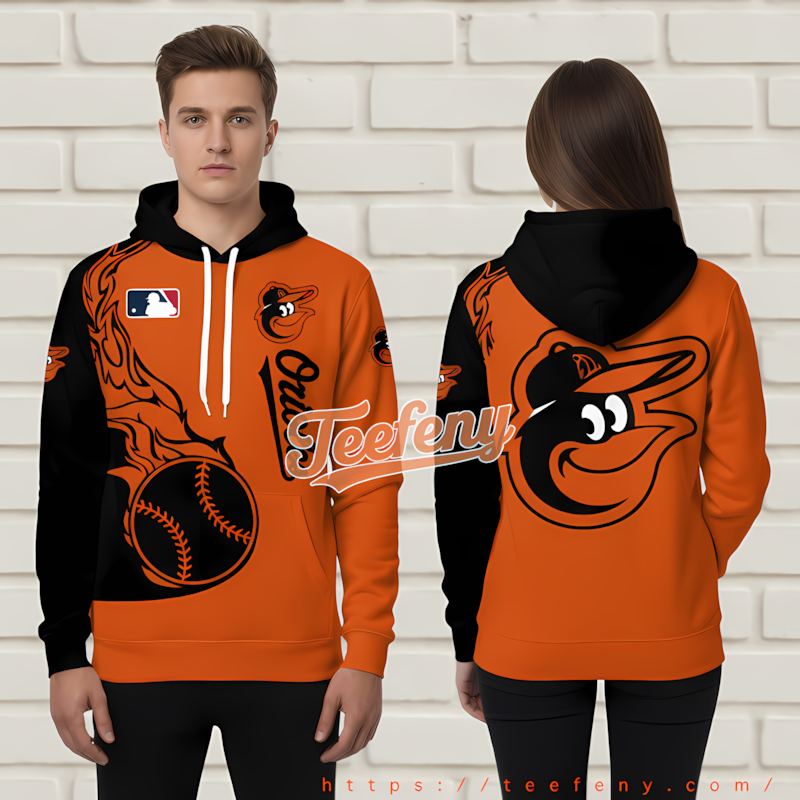 Baltimore Orioles Flaming Baseball Ororange 3D Youth Hoodie Baltimore Orioles Flaming Baseball Ororange 3D Youth Hoodie