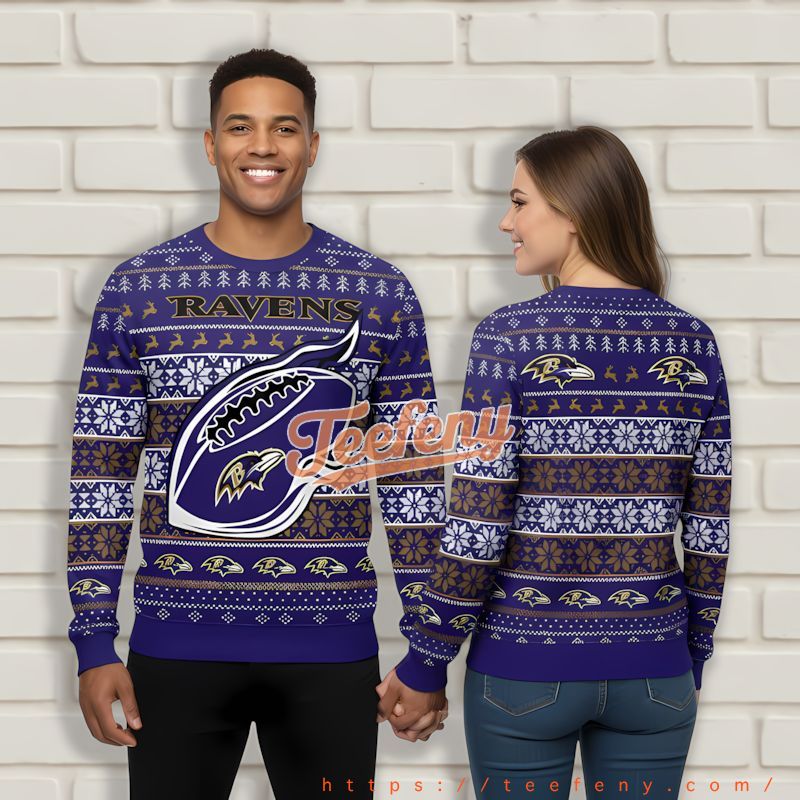 Baltimore Ravens Ball Purple Ugly Sweater Womens Baltimore Ravens Ball Purple Ugly Sweater Womens