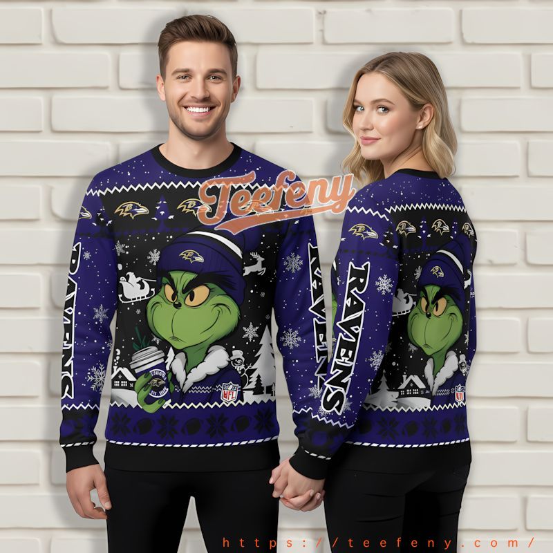Baltimore Ravens Grinch Coffee Purple Best Christmas Sweaters Baltimore Ravens Grinch Coffee Purple Best Christmas Sweaters