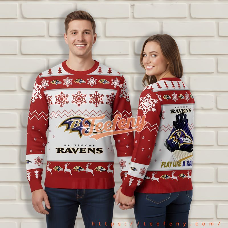 Baltimore Ravens Receiver Gloves Red Ugly Sweater Womens Baltimore Ravens Receiver Gloves Red Ugly Sweater Womens