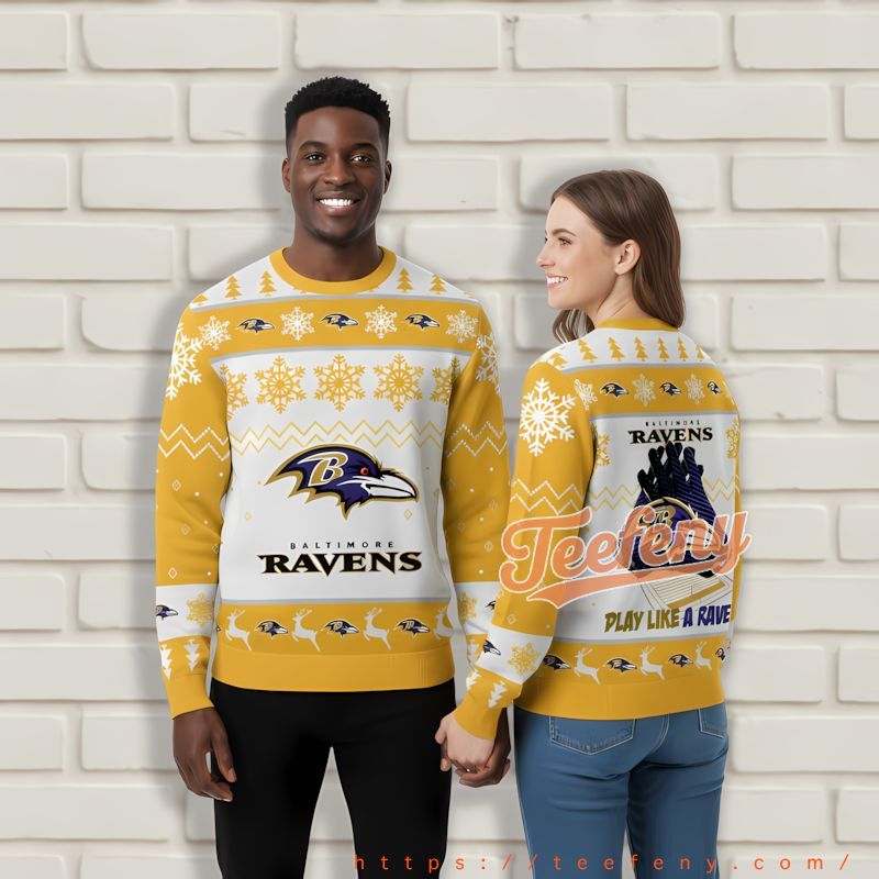 Baltimore Ravens Receiver Gloves Yellow Funny Ugly Sweater Baltimore Ravens Receiver Gloves Yellow Funny Ugly Sweater