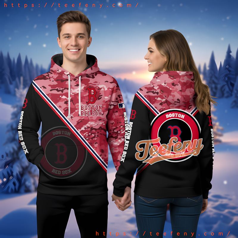Boston Red Sox Camo Black Mens 3D Hoodie