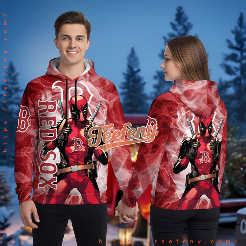 Boston Red Sox Deadpool Cartoon Red Mens 3D Hoodie
