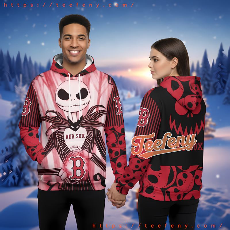 Boston Red Sox Jack Skellington Black Youth 3D Hoodie
