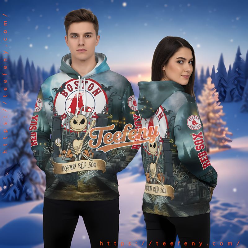 Boston Red Sox Jack Skellington Pumpkin Black Printed 3D Hoodie