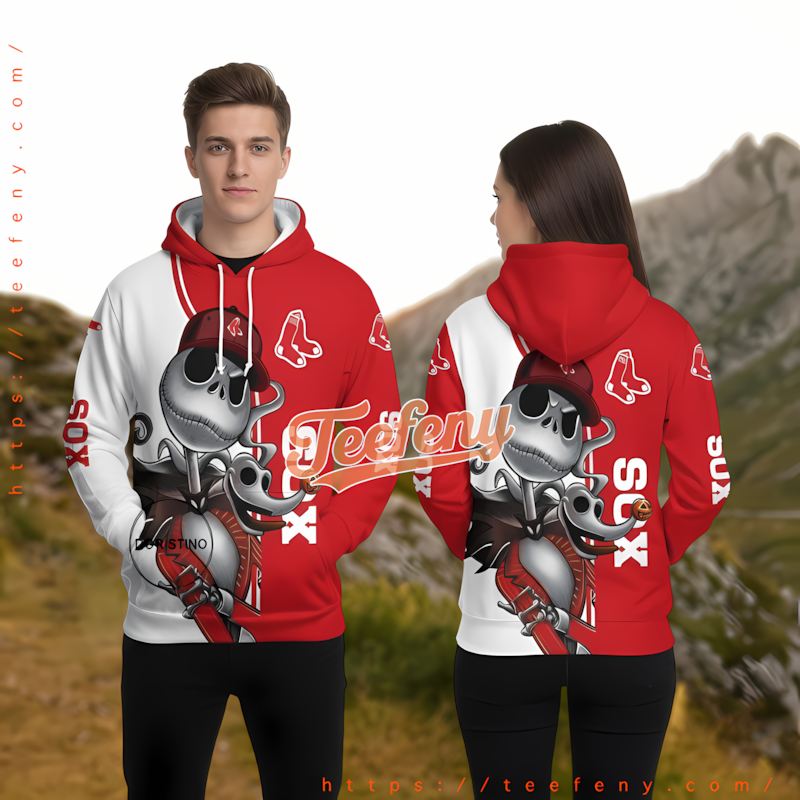 Boston Red Sox Jack Skellington Zero Red Youth 3D Hoodie Boston Red Sox Jack Skellington Zero Red Youth 3D Hoodie