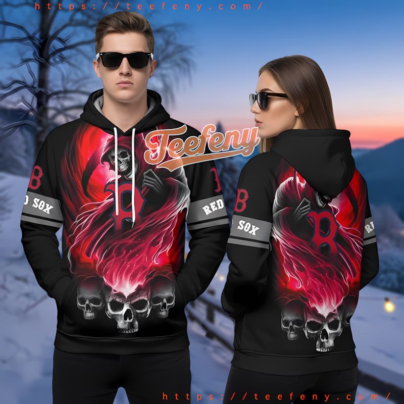 Boston Red Sox Skull Death Black 3D Hoodie For Sale