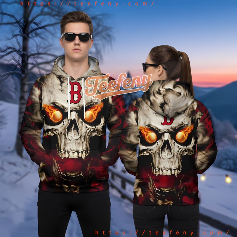 Boston Red Sox Skull Flame Black Jacket 3D Hoodie