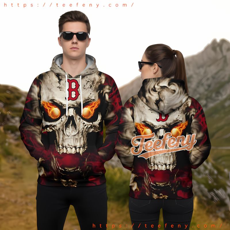 Boston Red Sox Skull Flame Black Jacket 3D Hoodie Boston Red Sox Skull Flame Black Jacket 3D Hoodie