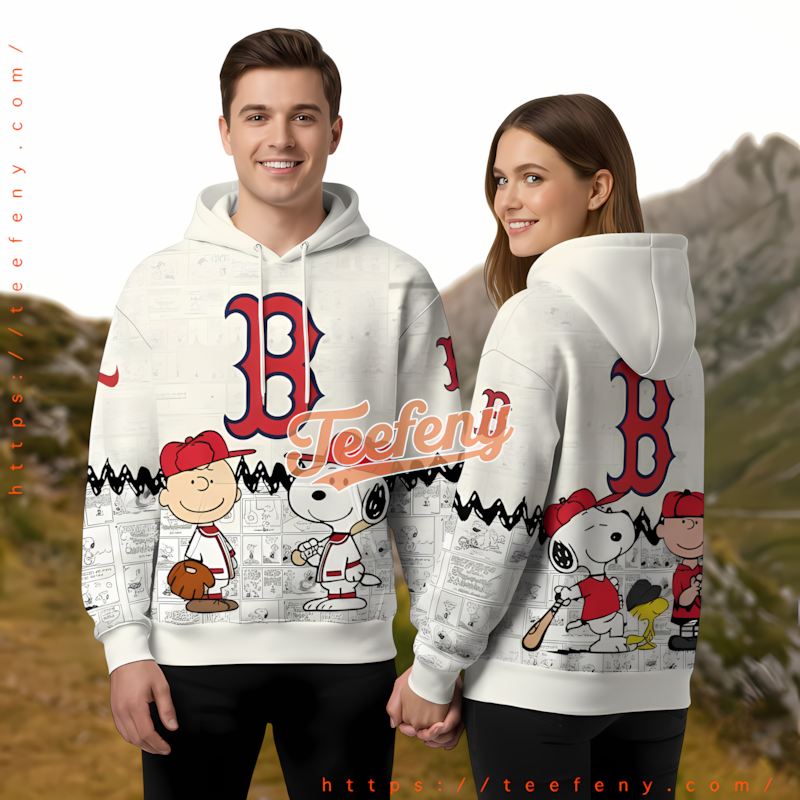 Boston Red Sox Snoopy Peanuts Cartoon White Zipper 3D Hoodie Boston Red Sox Snoopy Peanuts Cartoon White Zipper 3D Hoodie